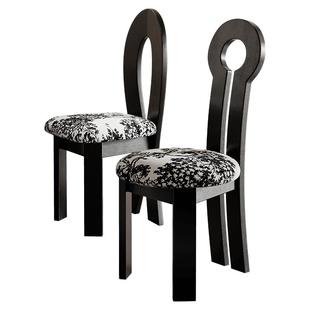 餐椅2025新款中古风餐桌椅子法式复古人鱼钥匙椅家用实木靠背椅