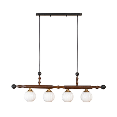 法式中古风实木吊灯一字长条