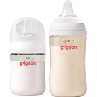 Pigeon贝亲奶瓶新生婴儿宽口径玻璃160ml+ppsu奶瓶240ML组合0-6M+