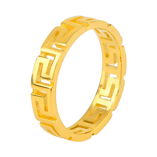 黄金戒指999足金回纹素圈情侣对戒2025新款实心闭口按克纯金女男