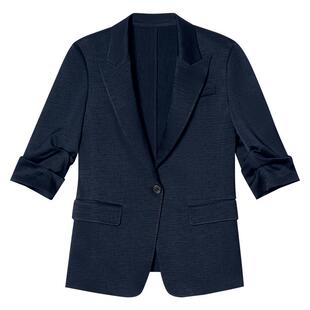 诗篇专选职场通勤宽松醋酸五分袖西装外套2025夏款