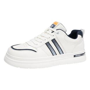 男鞋2026新款春季厚底百搭运动休闲鞋男士板鞋潮牌皮面增高小白鞋