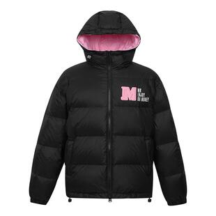 MEDM logo标撞色拼色连帽鸭绒羽绒服夹克男美式保暖情侣款冬外套
