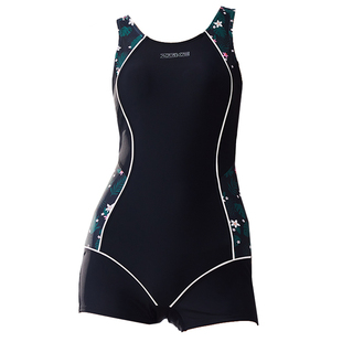 zoke洲克新款女泳衣专业训练连体五分裤显瘦竞速泳装运动游泳衣女