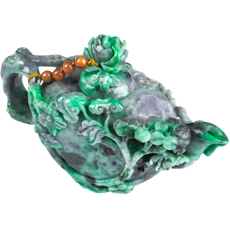 缅甸翡翠玉壶摆件正品