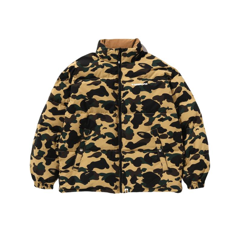 字母印花迷彩双面两穿羽绒服BAPE