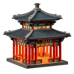 晚峰颐和园知春亭集贤亭榫卯积木益智玩具中国古建筑拼装模型礼物