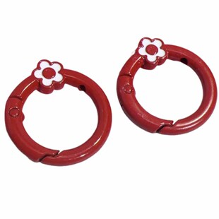 烤漆小花圆形弹簧扣钥匙扣 彩色圆形环形扣包包U盘钥匙扣手工配件