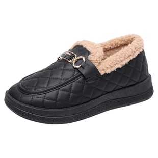 厚底乐福鞋女冬季加绒加厚保暖豆豆鞋舒适一脚蹬妈妈鞋老北京棉鞋