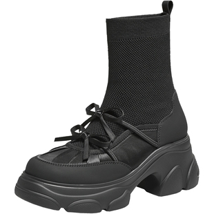 TATA他她喵爪靴2025冬季时装靴休闲短靴女袜靴瘦瘦弹力靴CEG08DZ5