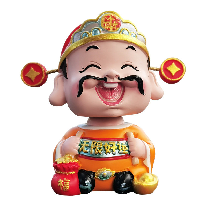 新年迎财神车内摇头摆件送防滑垫