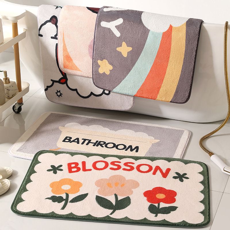 卡通方形仿羊绒地垫卫生间门干耐磨速进门地家用门口垫垫浴室吸水
