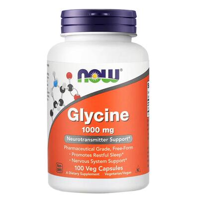 now甘氨酸1000mg胶囊美国进口glycine补充剂帮助睡眠补充胶原蛋白