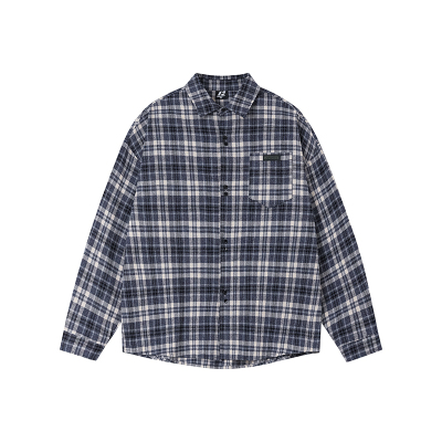 FORNINES磨毛格子衬衫男女潮牌春秋上衣复古内搭格纹长袖衬衣外套