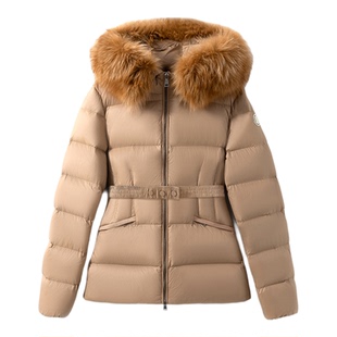 【立体显瘦】 90白鹅绒 可拆卸大毛领连帽收腰修身鹅绒羽绒服外套