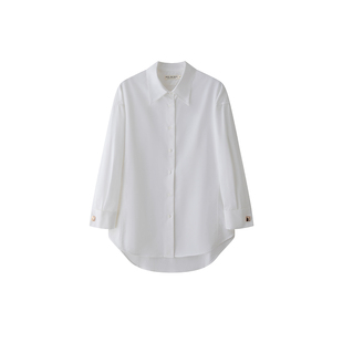 Into Fiction 法式袖扣宽大廓形长袖通勤男友白衬衫挺括量感衬衫