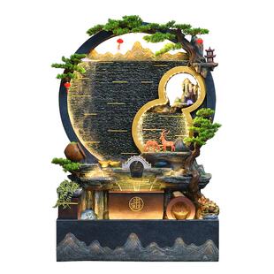 中式客厅水幕墙屏风招财假山流水喷泉摆件循环水庭院装饰造景轻奢