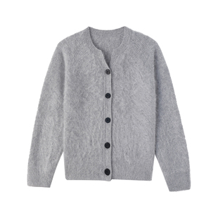 春竹2025秋冬新款100%山羊绒纯色长袖女士羊绒开衫11