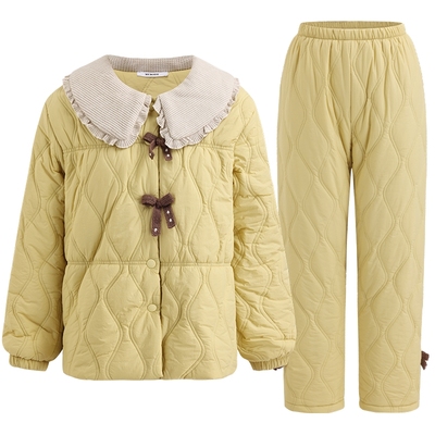 商场同款MYBODY新款睡衣冬女甜美娃娃领加绒加厚可外穿家居服套装