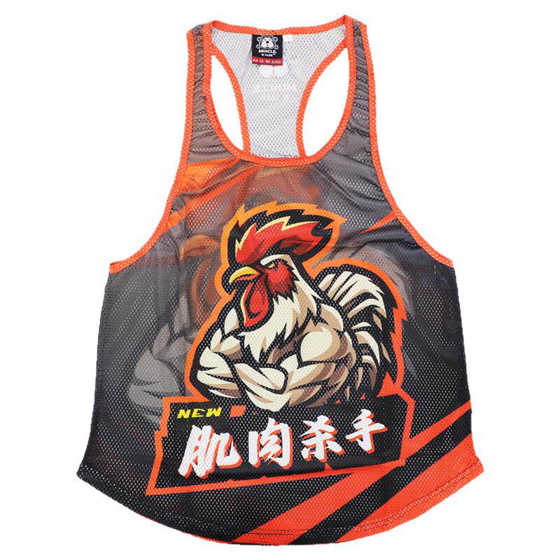 肌肉杀手杠铃动物健身跑步无袖运动工字训练服装夏季网眼速干背心