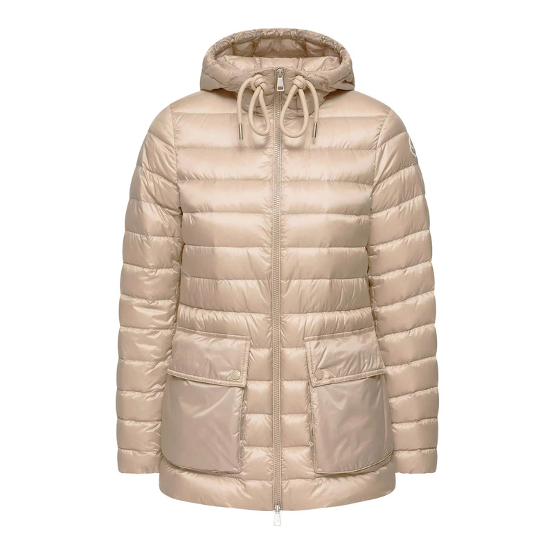 MONCLER GRENOBLE 女士jasmin 米白连帽羽绒服 26早春 意大利代购