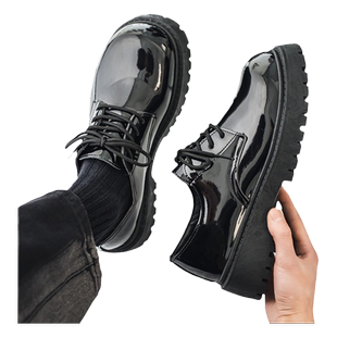 皮鞋男款春季高级感英伦正装休闲小皮鞋男士增高亮面德比大头潮鞋