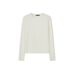 CycleDocument 强捻棉基础款仿真丝长袖T恤女春秋合身圆领打底衫