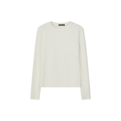 CycleDocument  强捻棉基础款仿真丝长袖T恤女春秋合身圆领打底衫