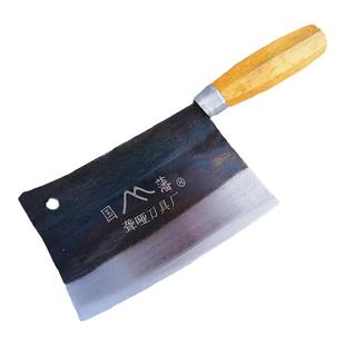 国藩聋哑弹簧钢锻打纯手工铁菜刀老式磨石套装商家用切烧腊卤肉片