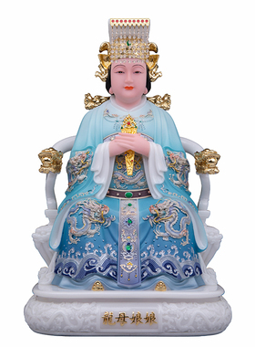 典藏龙王龙母神像汉白玉彩绘龙王爷龙王母佛像家用祝福摆件供奉