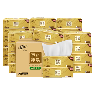 清风金装抽纸320张24包餐巾纸