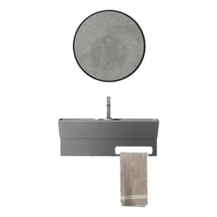 枪灰色挂墙式不锈钢支架盆组合小户型阳台壁挂式陶瓷洗手洗脸吊盆