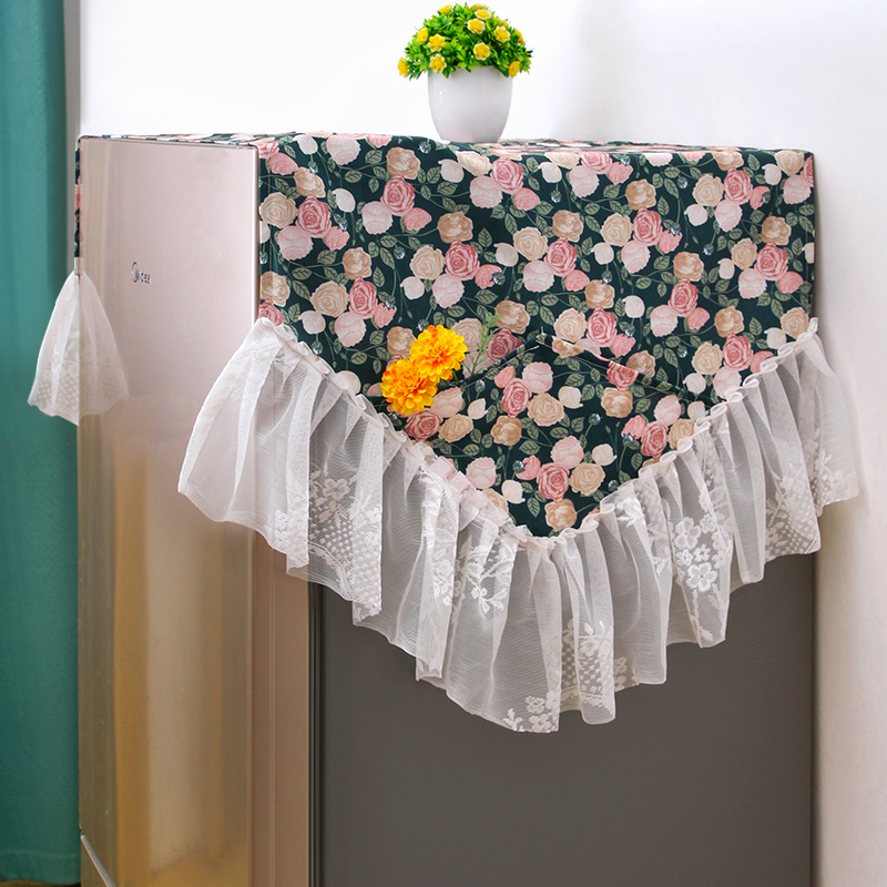 冰箱罩盖巾盖布单双开门田园风冰箱防尘罩多用装饰遮灰盖布防水