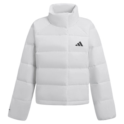 Adidas阿迪达斯白色短款羽绒服鸭绒25年女高领保暖冬装外套KH3977