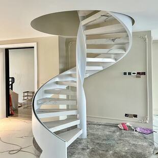 家用旋转楼梯钢结构别墅卷板楼梯简约室内扶手楼梯阁楼复式楼梯