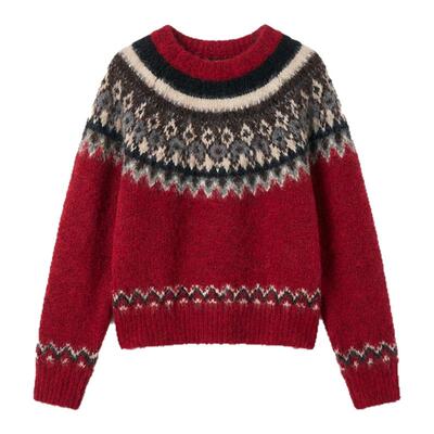 柒量一裁小个子红色毛衣