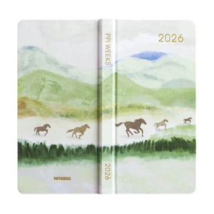 2026马年环保珍珠布硬面周计划52g轻薄森笺纸weeks手帐本48kWEEKLY日程本效率随身手册商务企业可定制LOGO