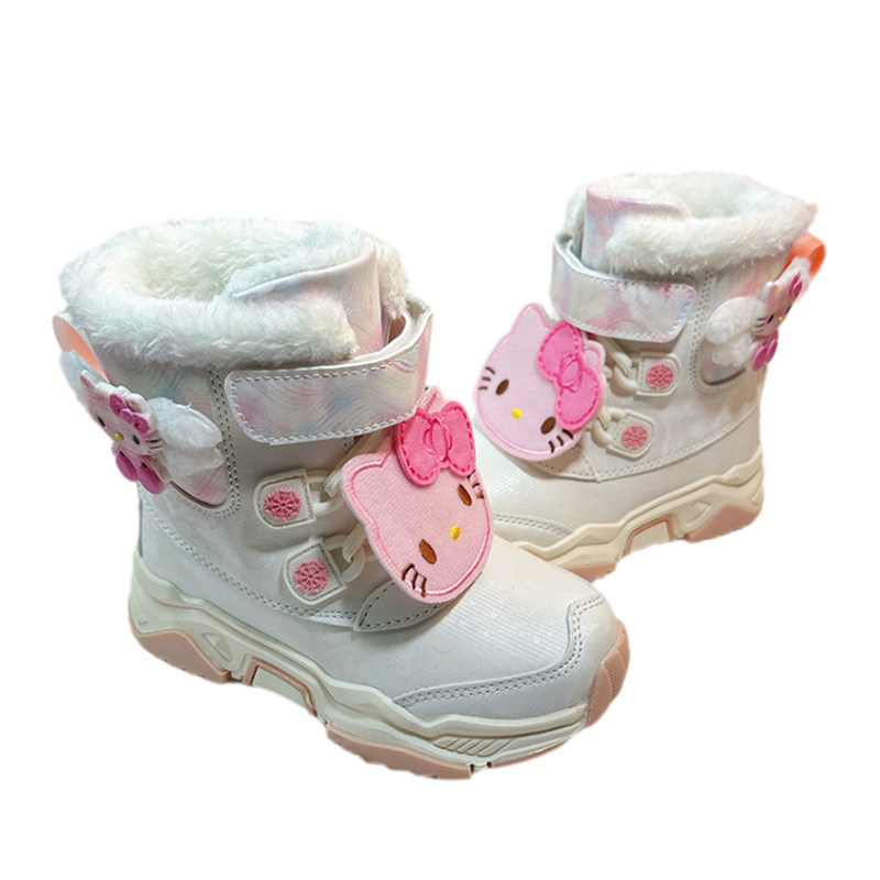 冬季卡通女童雪地靴加绒加厚棉鞋