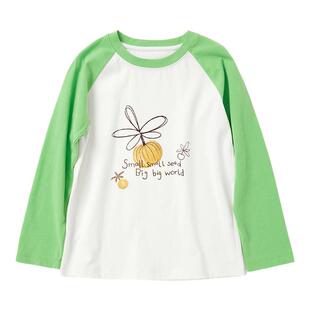 allblu幼岚【撸猫棉】儿童长袖t恤女男童25春季新款印花插肩上衣