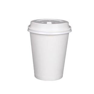 一次性白色奶茶纸杯单层咖啡热饮外带打包杯12oz400ml带盖1000套