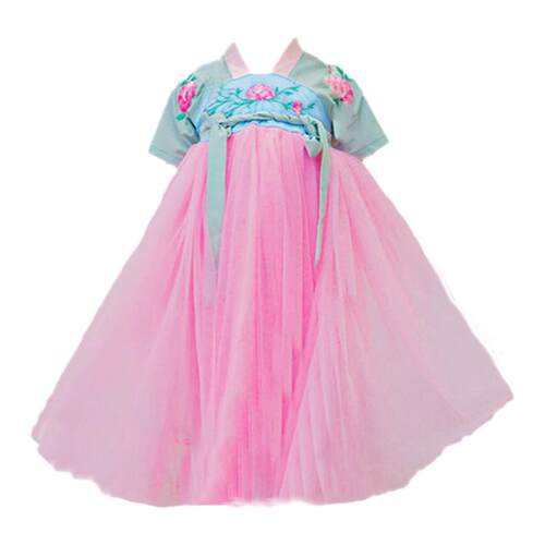 儿童桃花笑汉服舞蹈服胭脂妆有位姑娘春三月演出服女童小城瑶服装