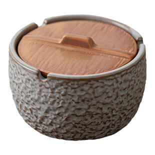 创意蒸蒸日上烟灰缸陶瓷带盖防飞灰家用客厅茶桌中式办公室大烟缸