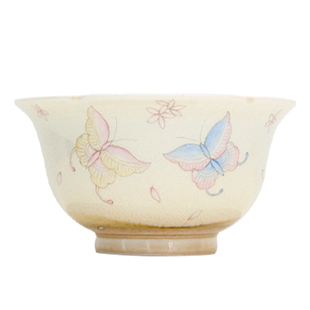 小谦山房蝶恋花窑变花口杯景德镇陶瓷手绘茶具女士主人杯家用茶杯