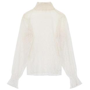 高领蕾丝打底衫女秋冬洋气内搭长袖2022新款高档小衫波点网纱上衣