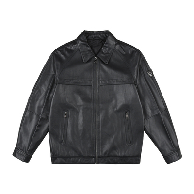 牛皮革翻领皮衣雷迪波尔