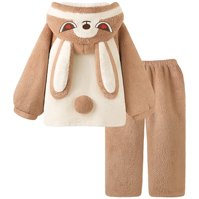 睡衣女冬季可爱加厚珊瑚绒套装