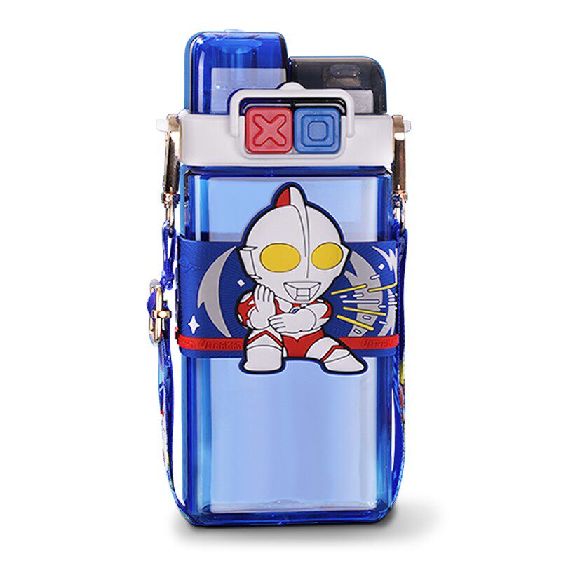 奥特曼儿童水杯男孩小学生双饮吸管杯子上学专用幼儿园夏天水壶瓶