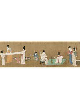 新品传世名画绢布材质簪花仕女图
