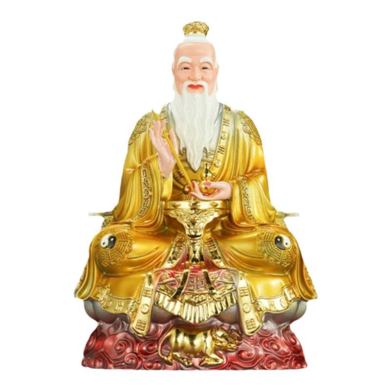 三清道祖神像仿铜彩太清道德天尊树脂太上老君家用供奉神像摆件
