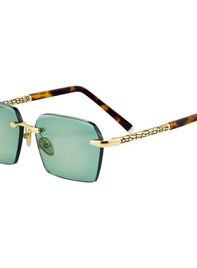 墨绿真水晶石太阳镜无框送检测卡